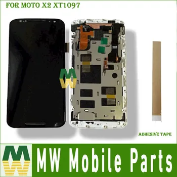 

10pcs/lot For Motorola Moto X2 XT1092 XT1095 XT1097 LCD Display Touch Screen Sensor Glass Digitizer with frame Black White Color
