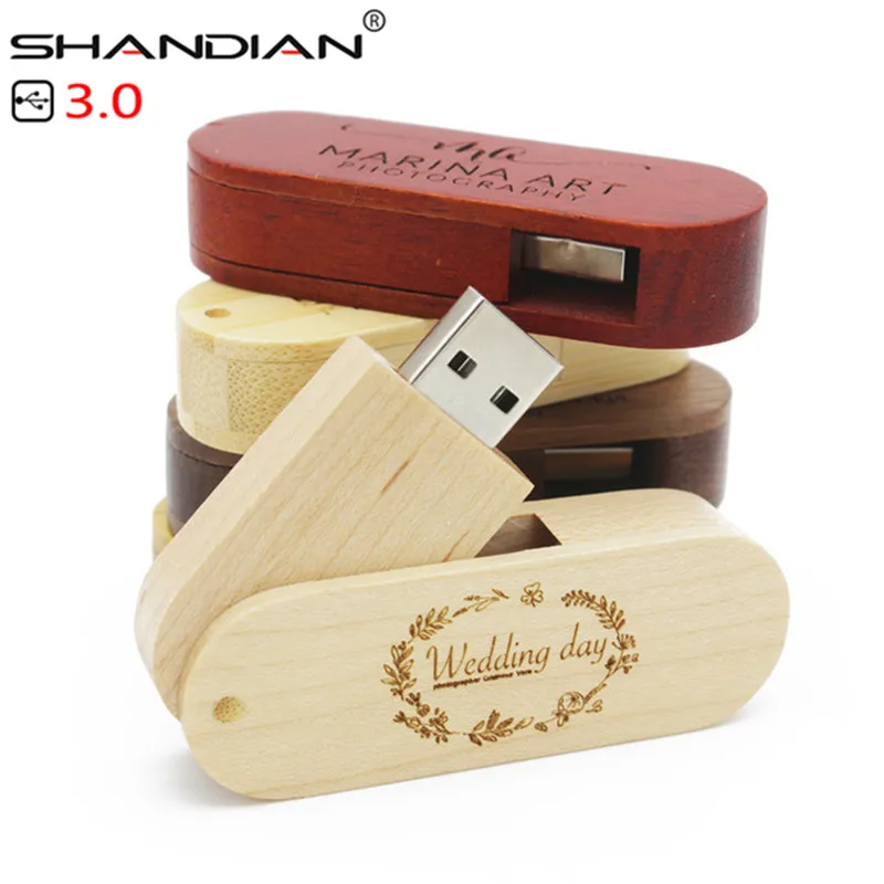 

SHANDIAN USB 3.0 (10PCS Free LOGO) wooden portable USB Flash Drive 4GB 8GB 16G 32GB 64GB Memory stick U dick wedding gifts