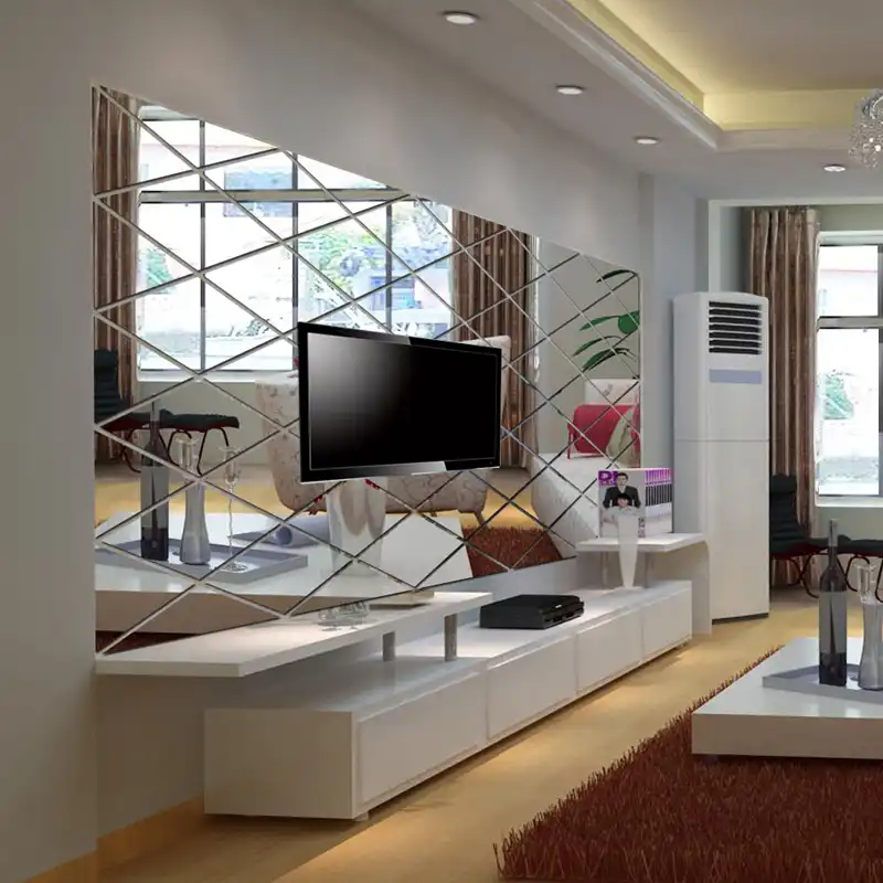 Espelho de parede stckers decoração da sua casa efeito de espelho de diamante adesivos de parede sala de estar quarto decoração da parede 3d decalques