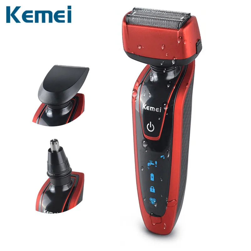 

Kemei 3 in 1 Men's Electric Shaver Beard Trimmer Rechargeable Reciprocating Razor for Men Shaving Machine Barbeador Face Care