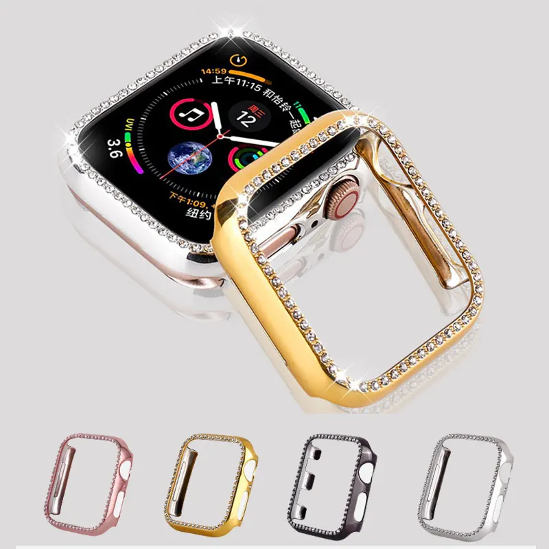 

Crystal Protective case for apple watch Protect screen series 4 3 2 Diamond PC case 38mm 42mm 40mm 44mm iwatch case cover women