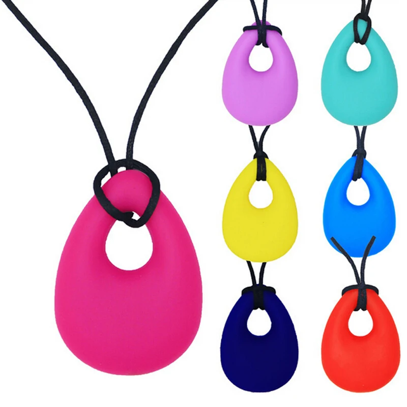 Silicone Baby Teether Toddler Kids Drop Ring Teething Black Chian Necklace Pendants Newborn Molars Tooth Chewable Toy | Мать и ребенок