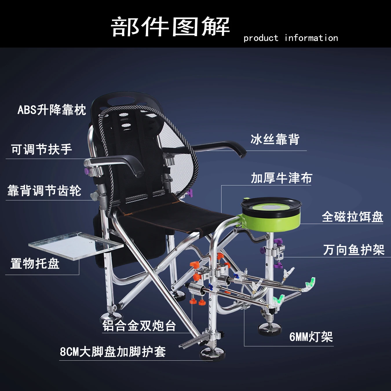 

The new multi-function folding fishing chair sway fishing stool tray