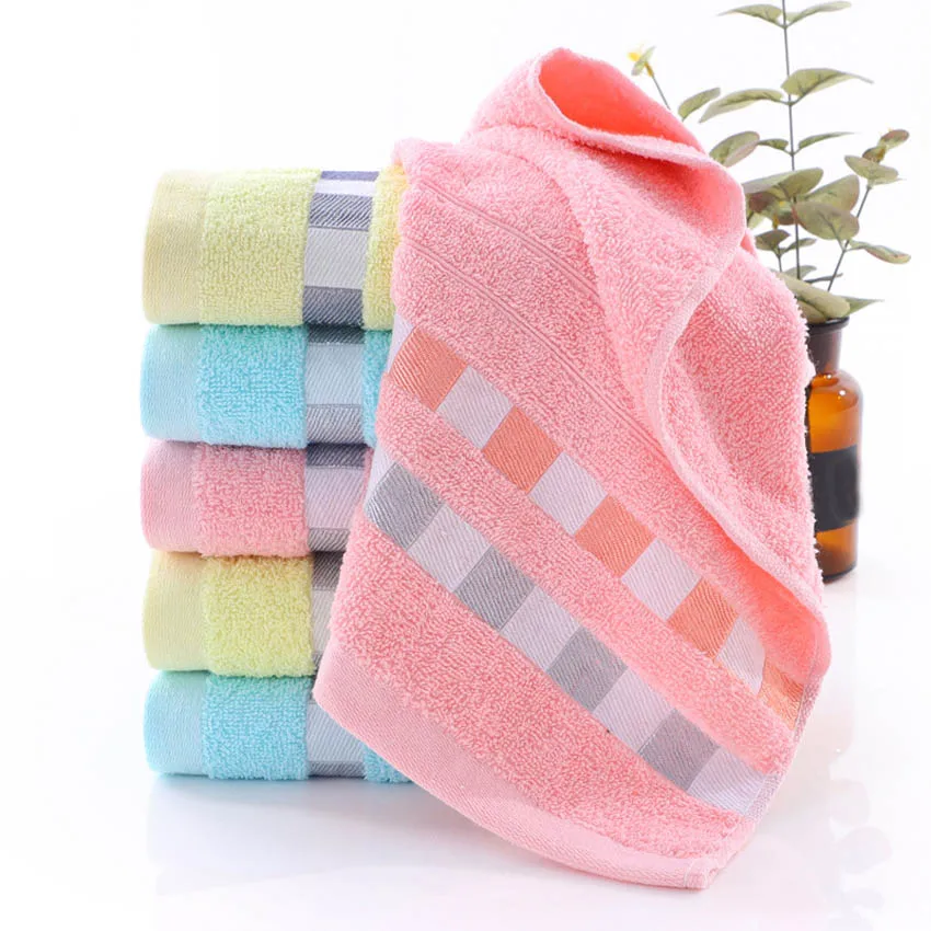 Plaid Face Towels Soft Home Spa Bathroom Beach Cotton Hand Towel For Adults Kids 3 Colors 35