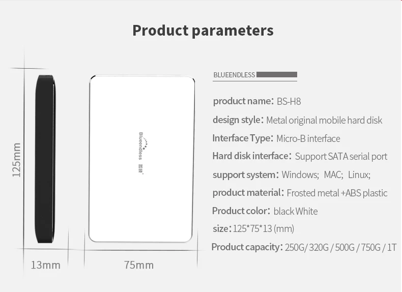 Blueendless Portable External hard drive 160GB/1TB/500GB/250GB/320GB Hard Disk USB 3.0 HDD High-Speed for Desktop Laptop PC external hard disk 500gb