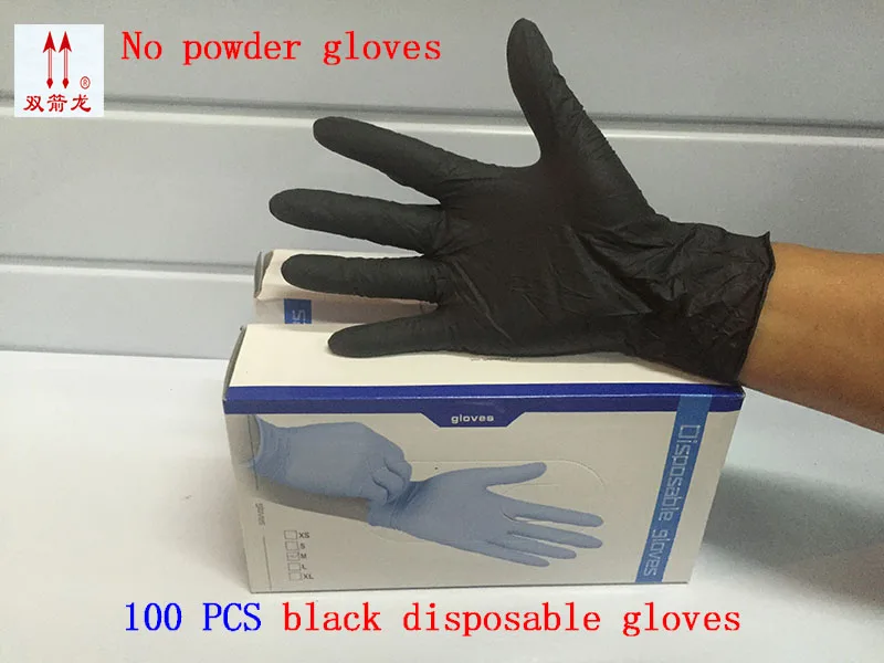 A grade black nitrile glove 100pcs disposable nitrile gloves anti-static grease proofing tattoo dentist protect gloves