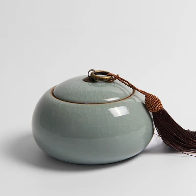 Longquan Celadon чайная коробка, чайная банка, керамическая фарфоровая чайная банка, керамическая чайная бочка, герметичный резервуар для хранения чая caddy - Цвет: F Small