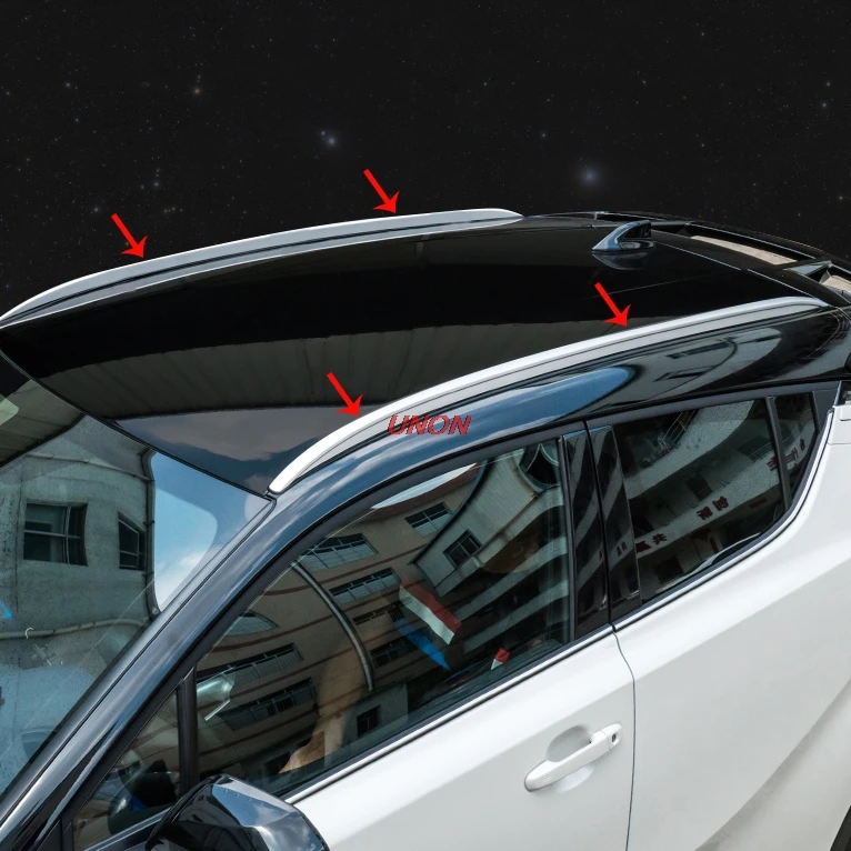 

ilver Top Roof Rails Rack Side Bars Decoration Trim Cover Fit For Toyota C-HR CHR 2017 2018 Scar accessories