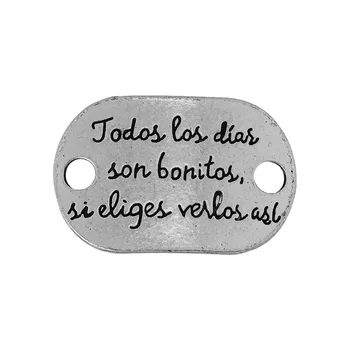 

20pcs Spanish Connector,Bracelet Connector,Bracelet Tag,Espanol,Tibetan Silver,Curved Sideway,"Todos las..."-10060502