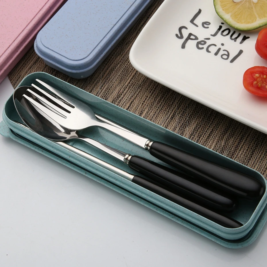3 шт. набор посуды для путешествий из нержавеющей стали|dinnerware set|plastic dinnerware setportable
