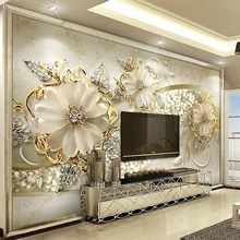 Europäischen Stil 3D Relief Blumen Muster Schmuck Foto Wandmalereien Tapete Wohnzimmer Hotel Luxus Hintergrund Wand Malerei Decor