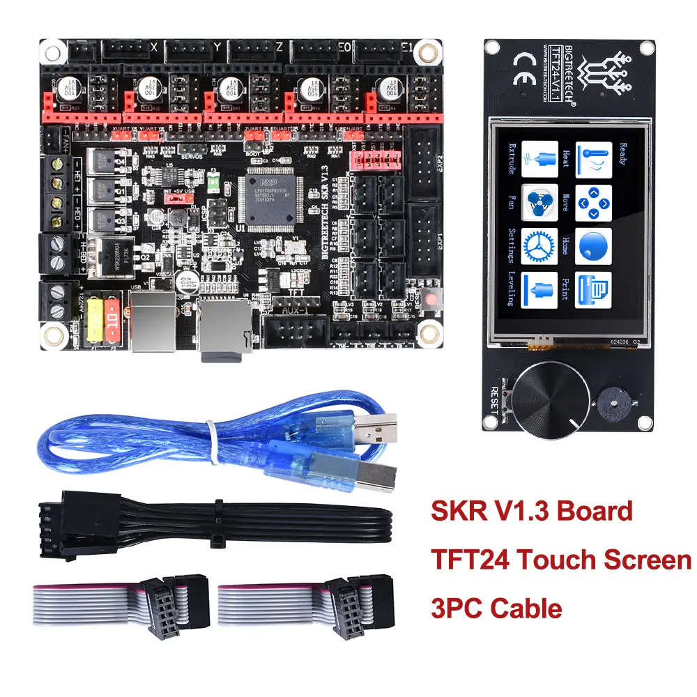 Продажа BIGTREETECH SKR V1.3 32 бит контроллер принтера + TFT24 сенсорный экран + 5 шт. TMC2208 TMC2209 UART TMC2130 spi MKS GEN L 3d части