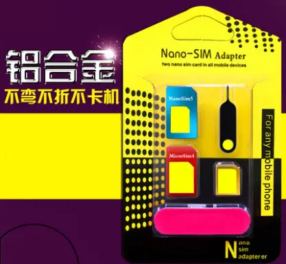 5 In 1 Nano Sim Card Adapters Regular Micro Sim Standard Sim