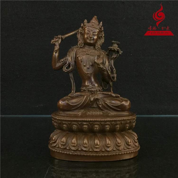 

Second-hand antique Buddha Manjusri Bodhisattva 14.5cm Great Ming Dynasty Yongle engraved with pure copper buddha statue