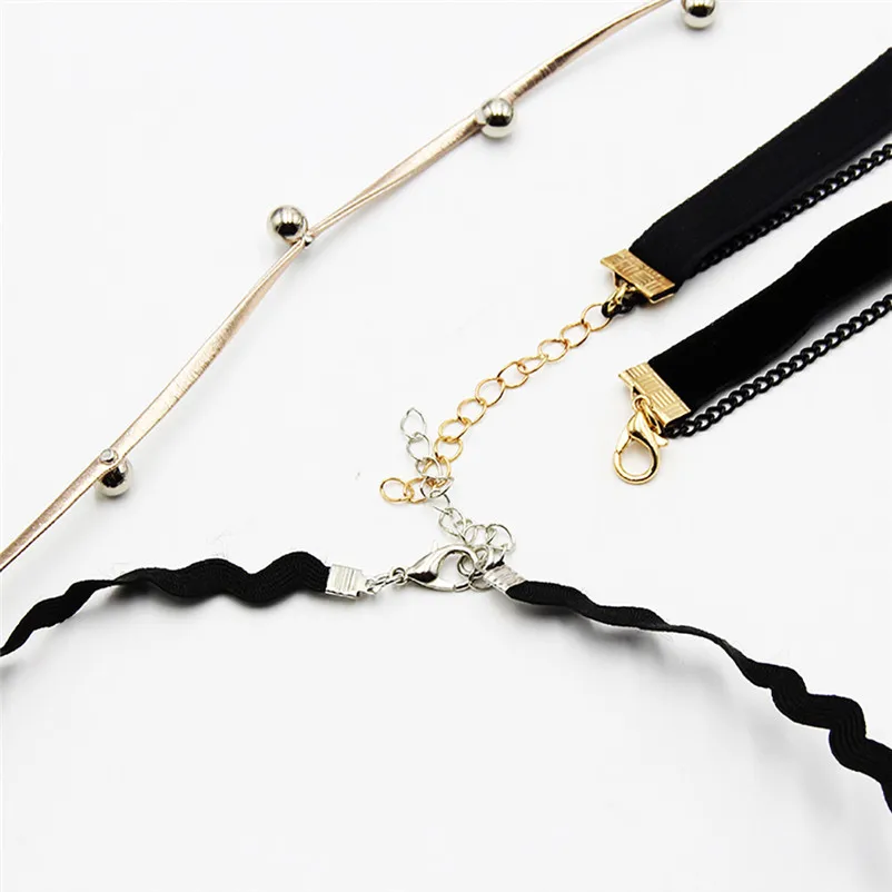 NEW Fashion Choker Necklace Set Stretch Velvet Classic Gothic Tattoo Lace Choker Elegant Jewelry Collier ras de cou A24#N (2)