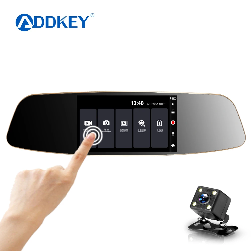 

ADDKEY Car Dvr 5 Inch Touch Screen Rearview Mirror Super Night Vision 1080P Dash Camera Dual Lens Video Recorder Parking Monitor