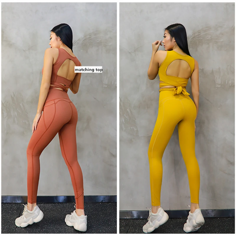 Oyoo-Caramel-high-waist-yoga-pants-with-pockets-tummy-control-gym-workout-leggings-for-women-slimming (3)