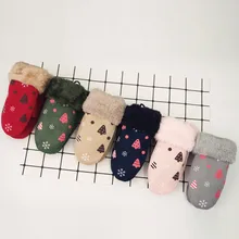 Фирменная Новинка модные перчатки Детские зимние штаны из хлопка с рисунком героев из мультфильмов для мальчиков и девочек на зиму, Рождественский поворот полный палец наручные теплые митенки, перчатки