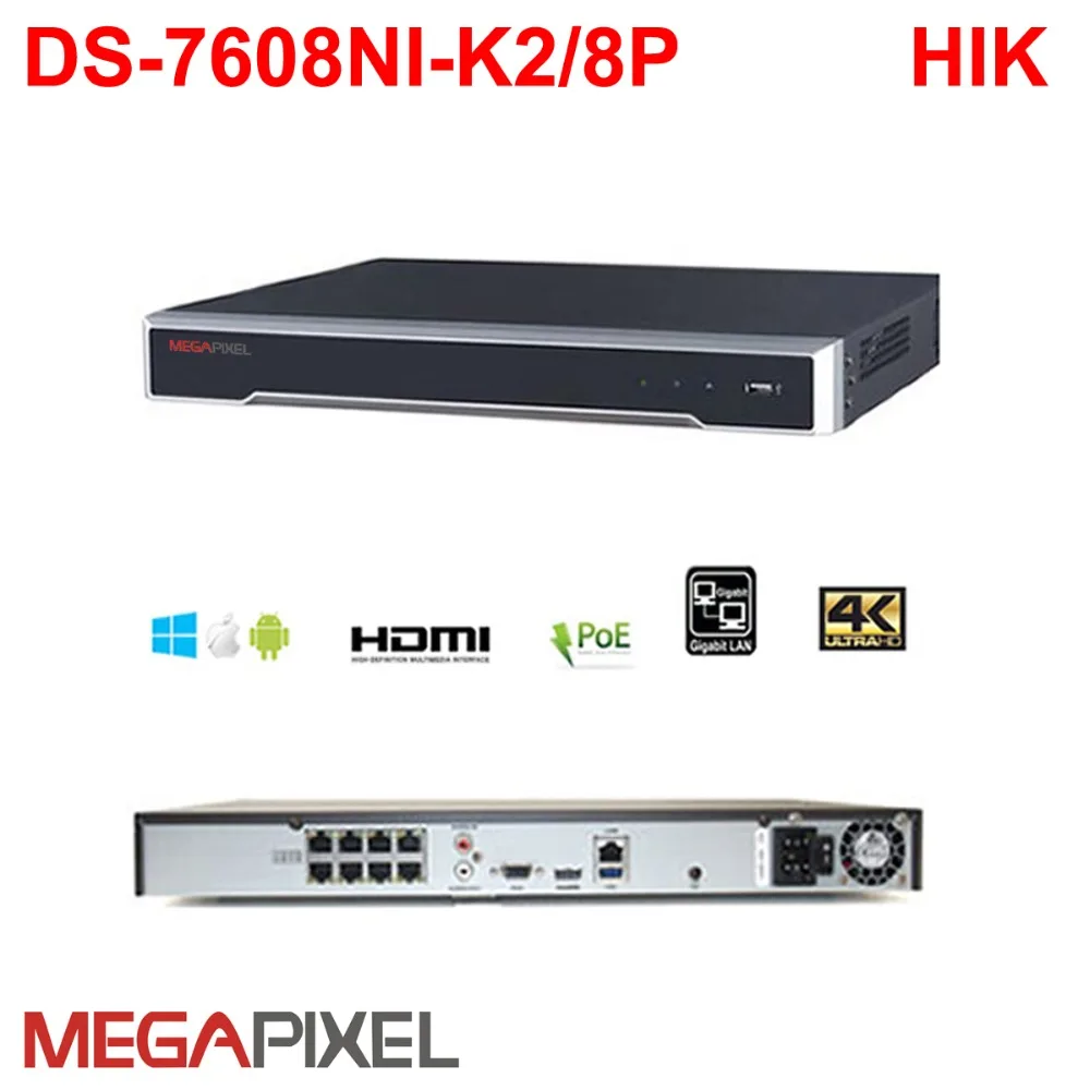 Мегапиксельная 4K IP NVR cctv видео рекордер 16ch poe DS 7616NI i2/16 P видеокамера сетевая для