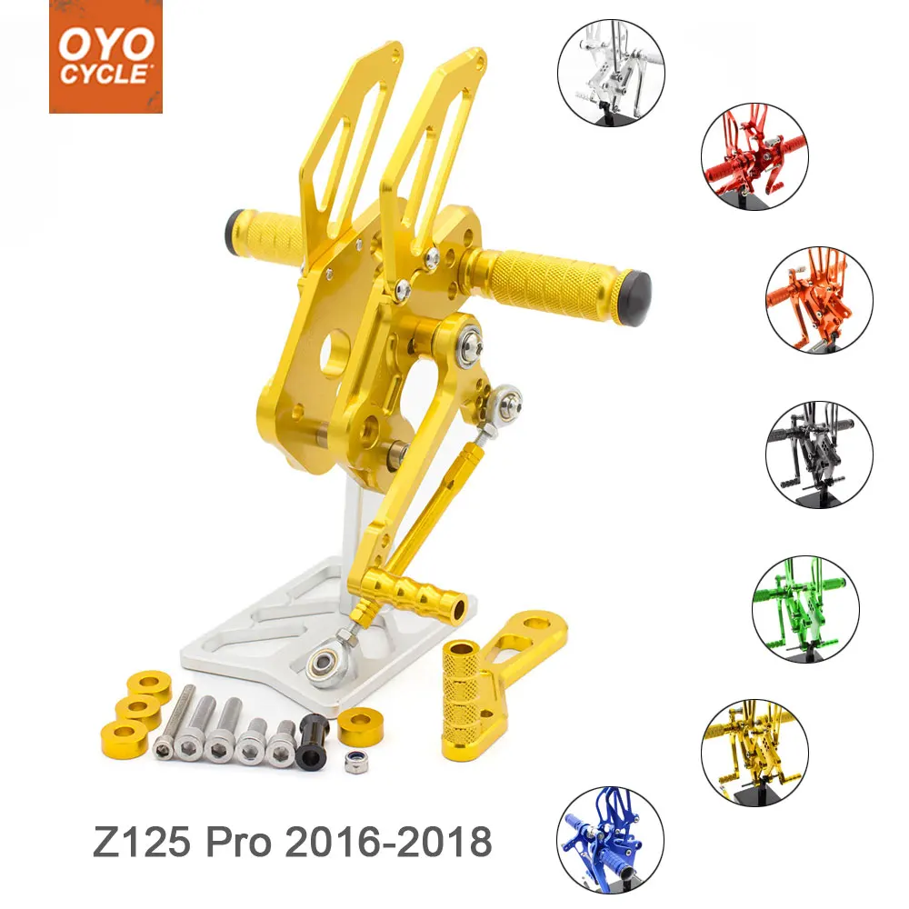 

For Kawasaki Z125 Pro 2016 2017 2018 Motorcycle Rear Set Accessories CNC Adjustable Rearset Foot Pegs BR125 Foot Rests Footpegs