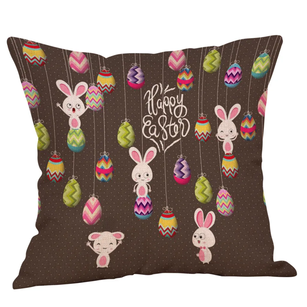 

Happy Easter Eggs Rabbit Throw Pillow Case Decorative Pillows Cover For Sofa Seat Cushion Cover 45x45cm Home Decor