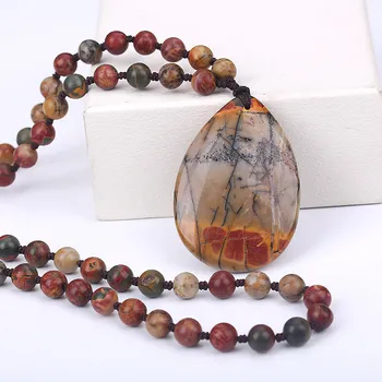 

Water Drop Natural Stone Pendant Fashion Joker Big Droplets Agate Jade Pendant Long Sweater Chain Necklace Healing Pendant Charm