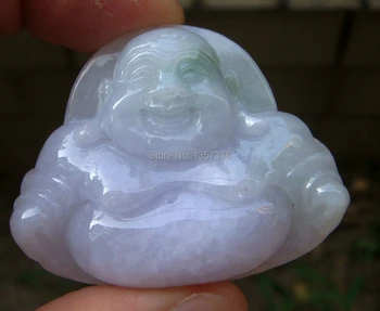 

huij 002754 Lavender Green 100% Natural A Grade Emerald Jade Jadeite Buddha Pendant