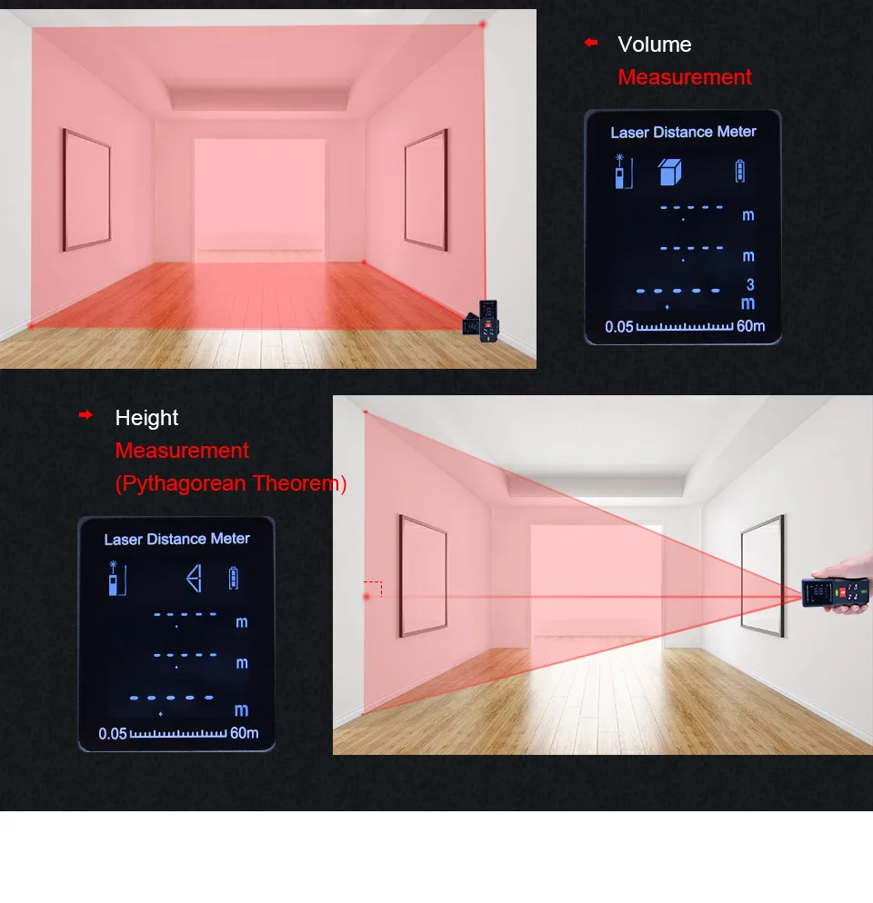 Лазерный дальномер, наружная лазерная рулетка, диастиметр, тестер, инструмент, Мини цифровой лазерный дальномер 40 м 60 м 80 мм 100 м