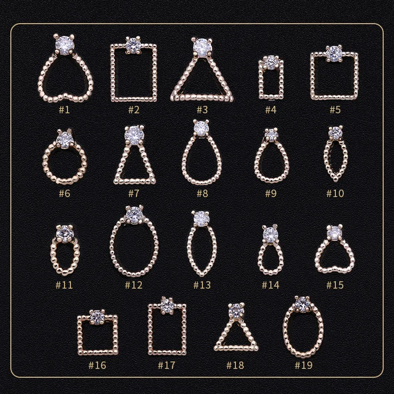 

5Pcs Nail Rhinestones Geometric Rivet Studs 3D Nail Art Decorations Metal Square Round for UV Gel Polish DIY Decors