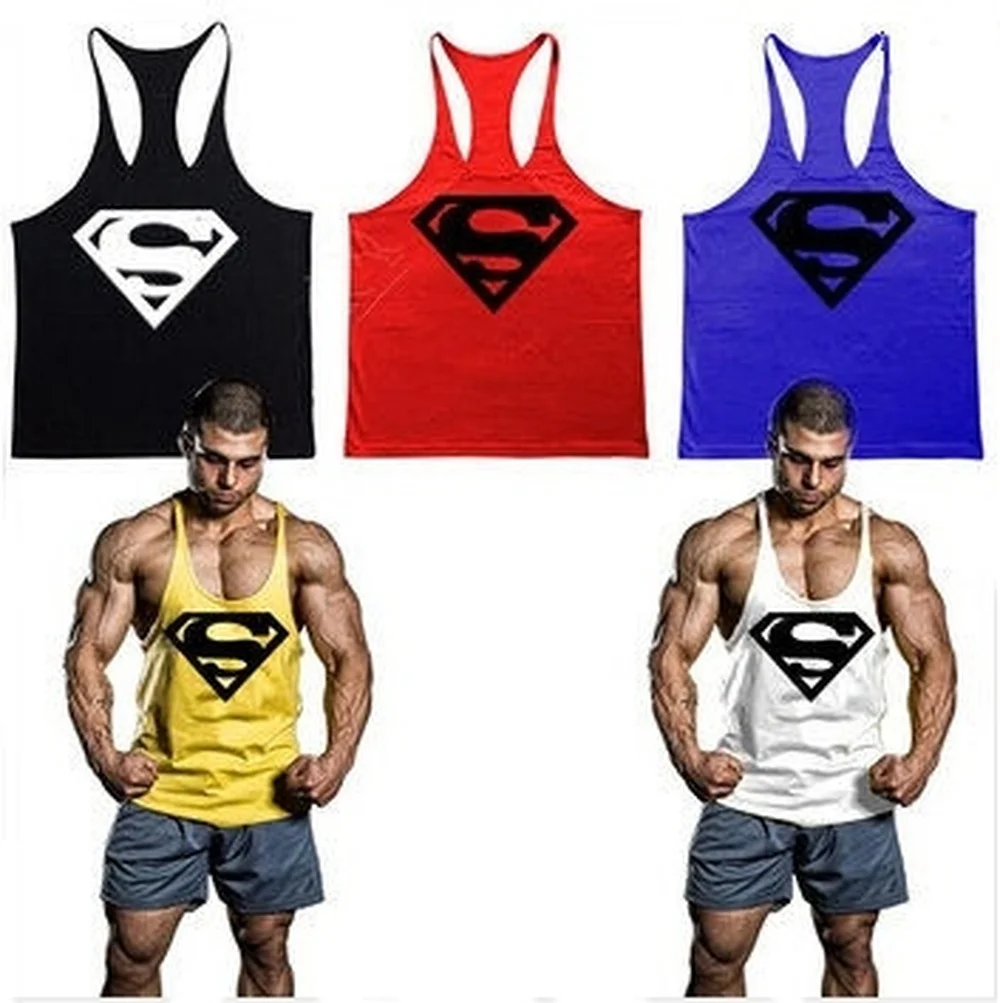 Zogaa Bodybuilding Stringer Tank Top Superman Gyms Sleeveless Shirt Men Fitness Vest Singlet 