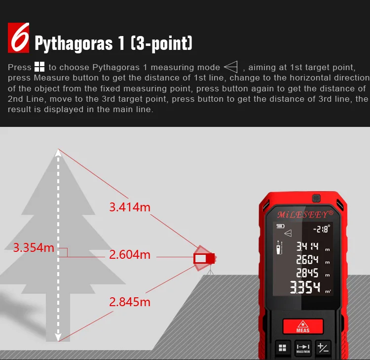 New Arrival Mileseey S7 50-120m Laser Rangefinder Measuring Tool Laser Distance Meter Laser Range-finder