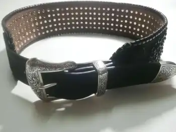 

Black Genuine Horse Fur Western Leather Black Stone Braided Weave Edge High End Fur Coat Fasten Waistband Parkas Female BELTS