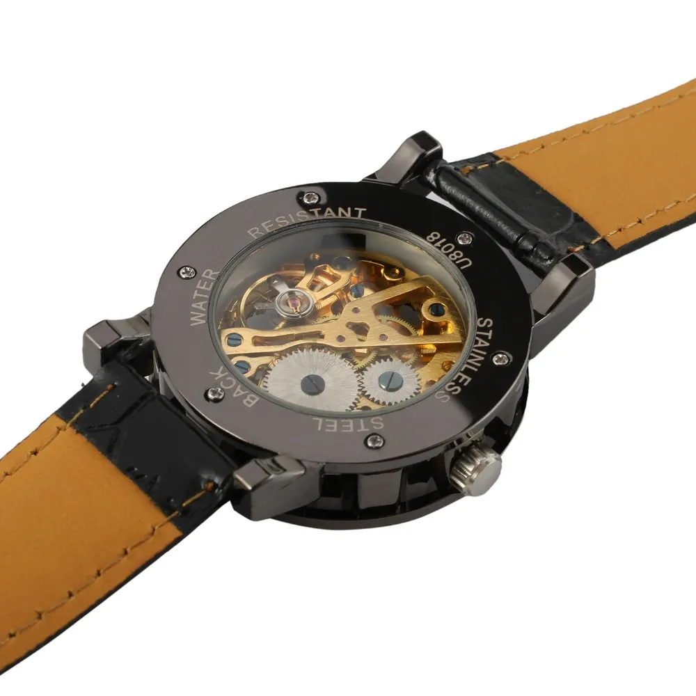 Winner Luxury Brand Men Mechanical Skeleton Leather Strap Self-Wind Watch