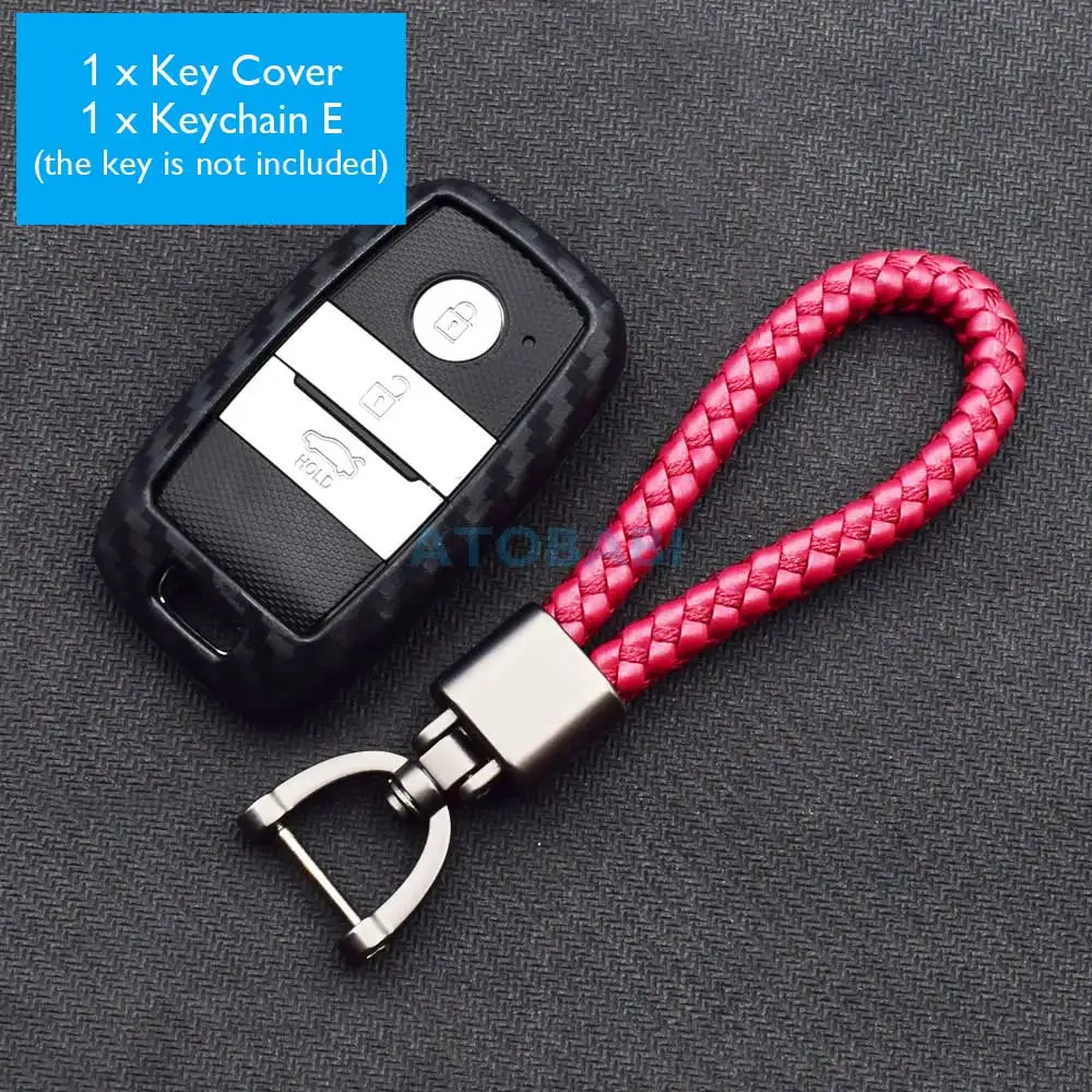УГЛЕРОДНЫЙ силиконовый чехол для ключей от машины для Kia K3 K3S K4 K5 KX3 KX5 Sportage Sorento Carens Carnival Shuma дистанционный чехол для ключа чехол сумка - Название цвета: Keychain E