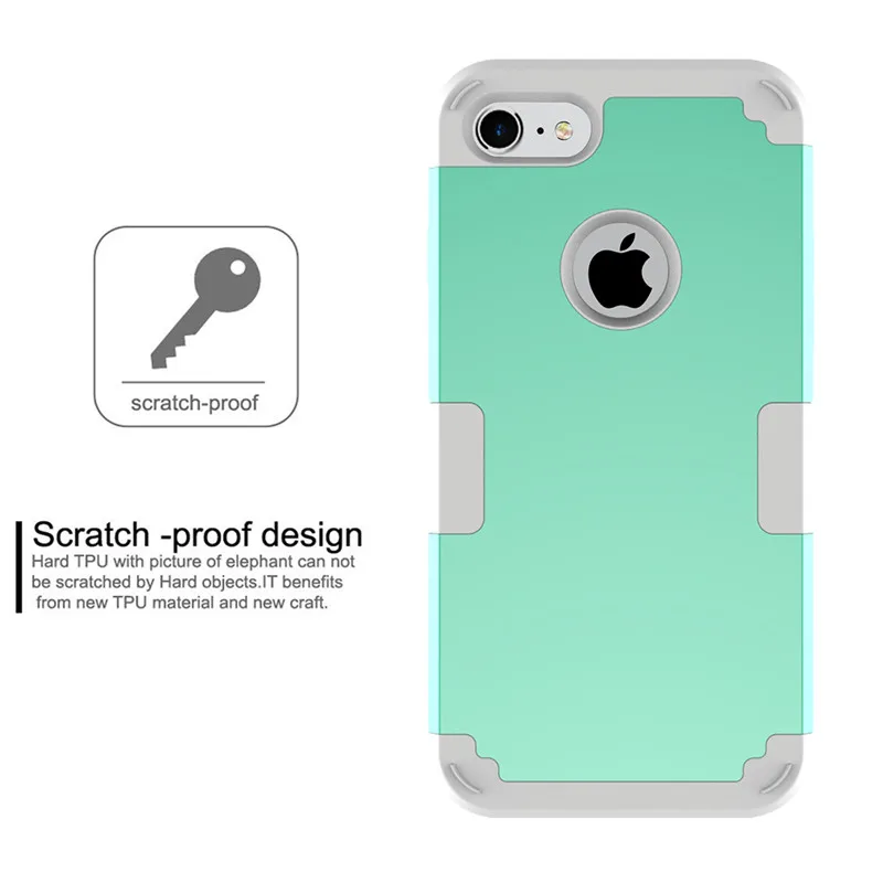 For iPhone7 Case Heavy Duty Hybrid Shockproof Armor Rugged Case For iPhone7Plus Cover Hard PC + Soft Rubber Silicone Phone Cases (24)