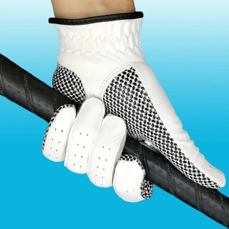 Мужские перчатки для гольфа из натуральной овечьей кожи, мягкие Нескользящие износостойкие дышащие перчатки с противоскользящими гранулами