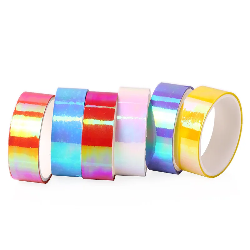 

10 Pcs Washi Tape Set Masking Tapes Laser Stickers Scrapbooking Glitter Foil Ruban Adhesif Kawaii Gold Scrapbook Stickers