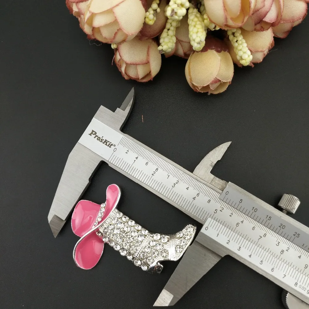 

50pcs/lot free shipping three colors enamel Cowboy Hat Boots Shoe rhinestone brooch pin for party/gift