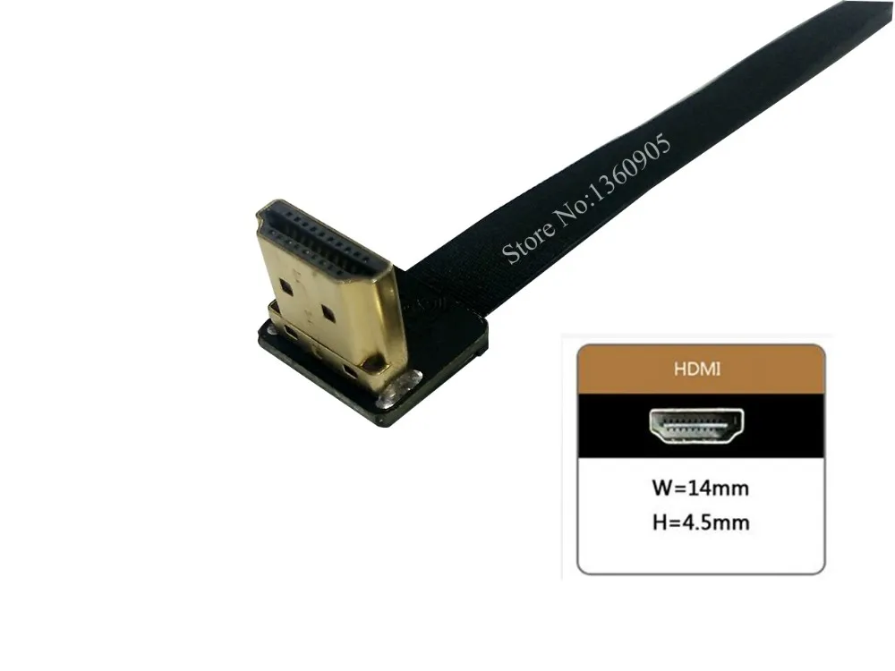 40 см/50 см/60 см плоский кабель мягкий гибкий HDMI кабель вверх угол стандартный штекер HDMI Стандартный правый угол 90 градусов