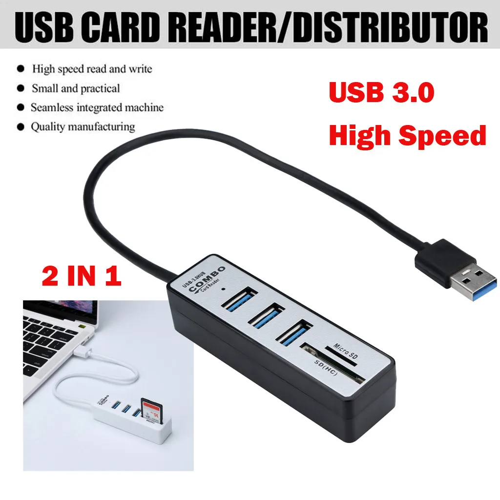 CARPRIE 2 в 1 комбо супер скорость USB 3 0 порта сплиттер концентратор + кардридер