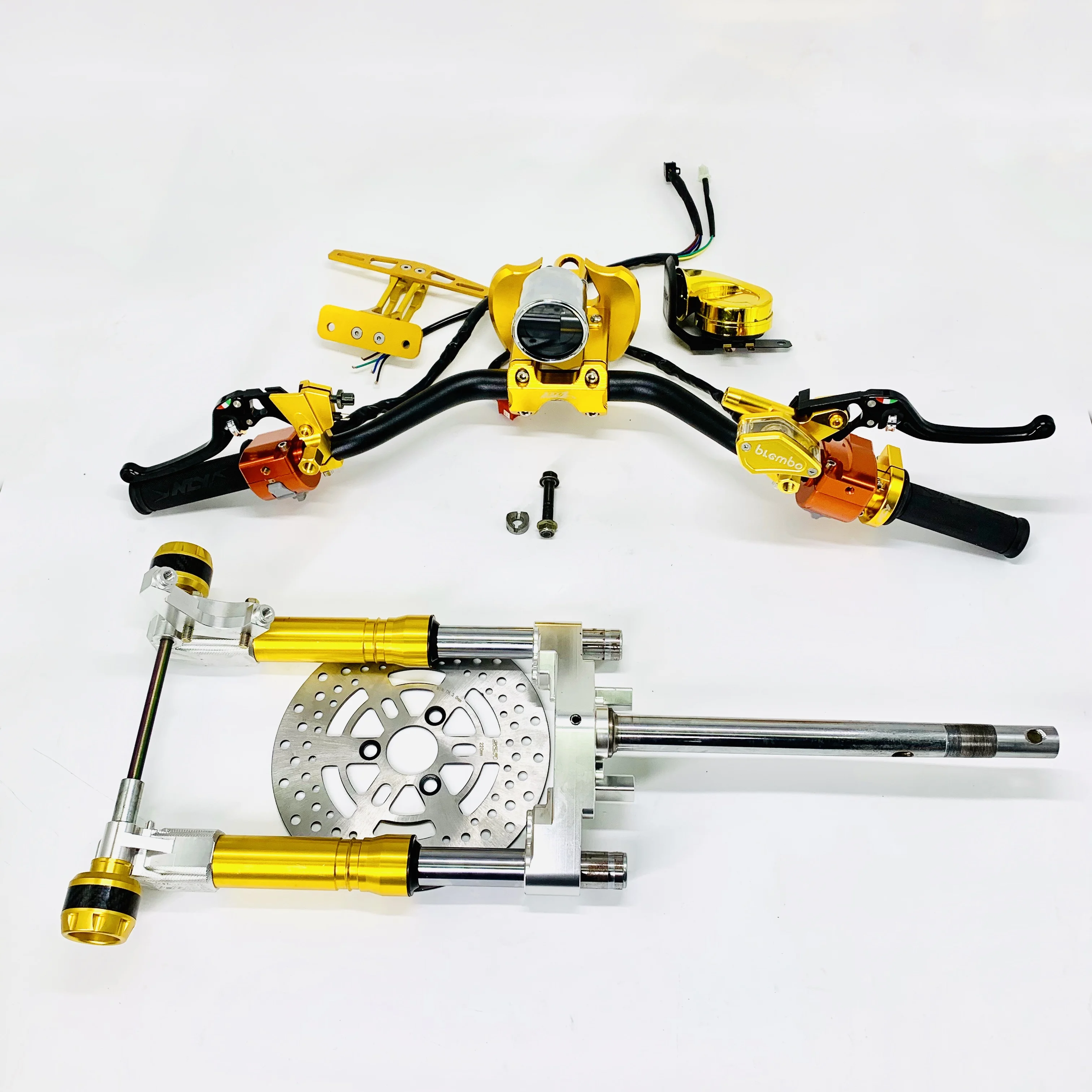 

Steering stem kit universal CNC set handlebar with brake disk shock absorbers racing tuning parts for jog dio cuxi bws