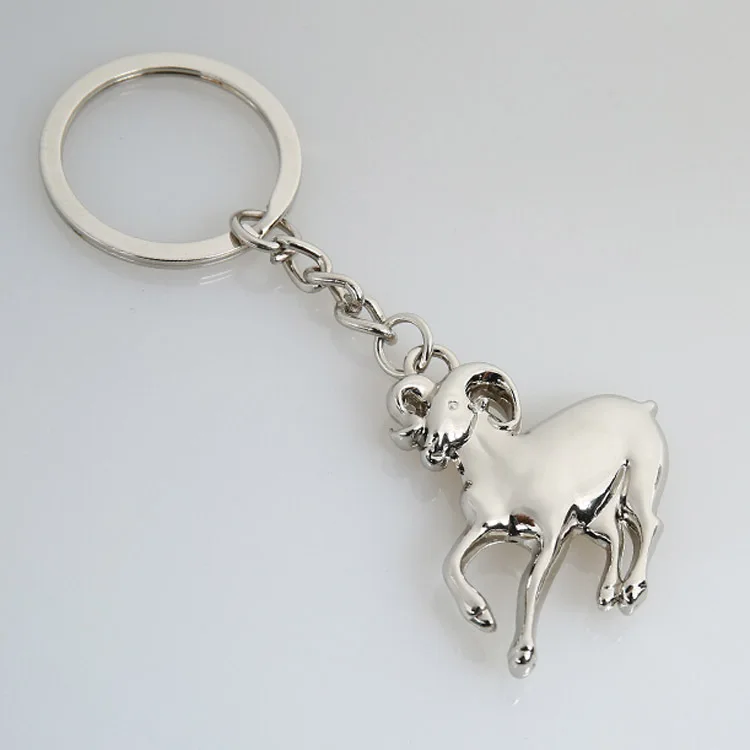 Модный Сплав Цинка Золотой Серебряный Брелок для ключей козел пользовательские 3D брелки для ключей "Животные" кулон практичный маленький подарок для женщин мужское кольцо для ключей - Цвет: Серебристый