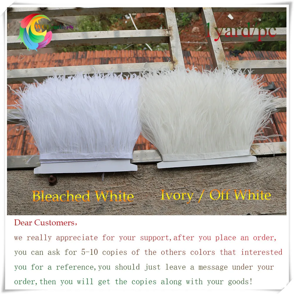 

high quality 1yard per pc Ivory ostrich feather fringe trims off white natural ostrich feather trimming for skirt costume dress