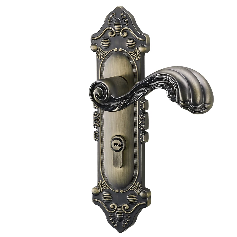 

American Room Silence Door Lock Bronze Complete Door Lock For Indoor Bedroom European Door lock Household Wooden Door Handle