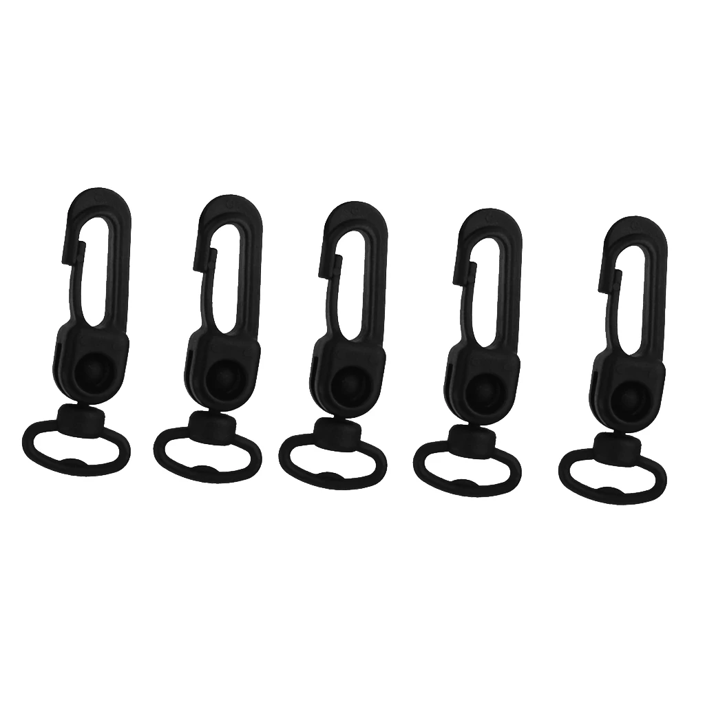 360 Degree Rotation Plastic Carabiners Hanging Buckle Spring Snap Clip Hooks Key Chains (5pcs Black) 