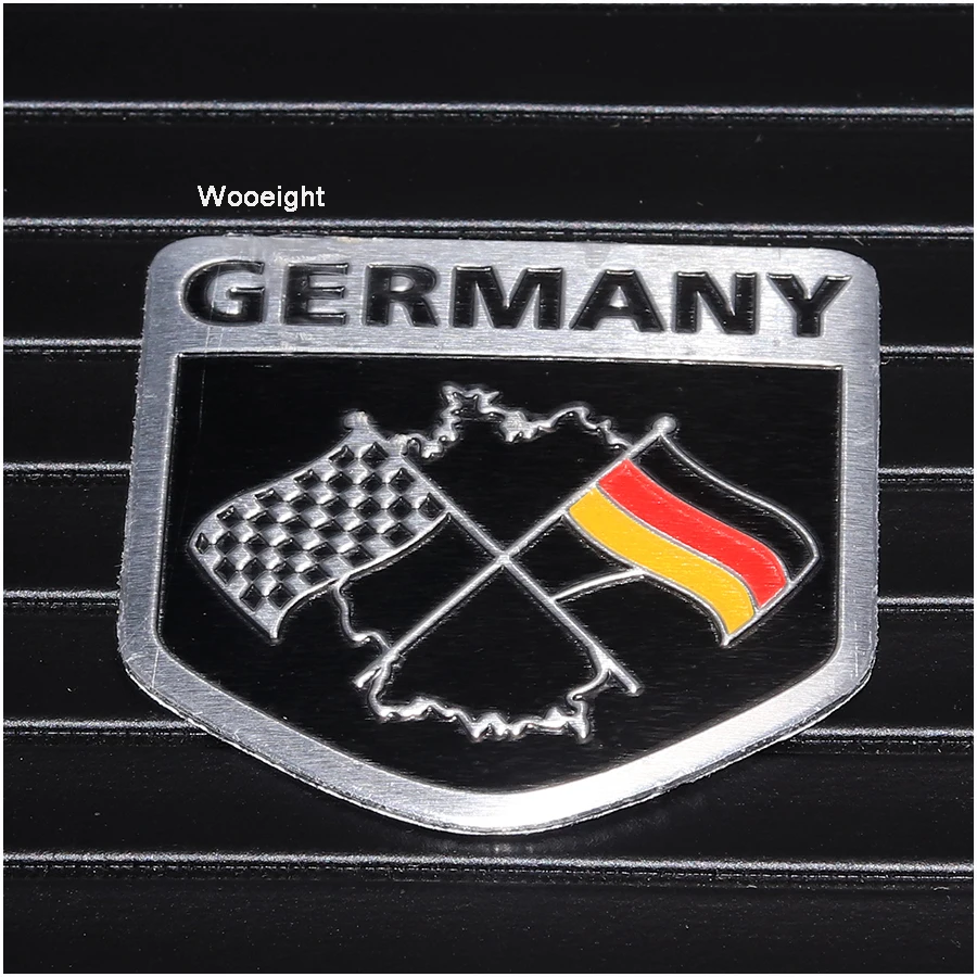 Wooeight Metal Aluminium 3D Germany German Flag Badge Emblem Grille Decal Car Stickers Decoration For Benz Audi Kia VW BMW (5)