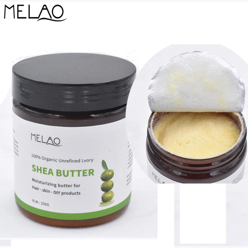 

MELAO Natural Shea Butter Oil Face Cream 100% Organic Unrefined Lvory Moisturizing For Hair Dry Skin Sunscreen 250g Repaire Skin