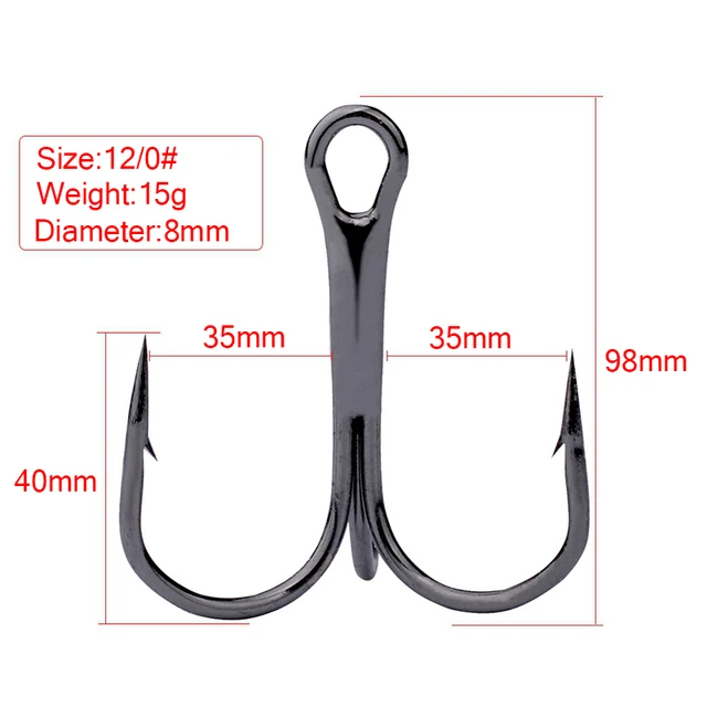 20pcs 12/0 14/0 model three anchors treble hook triple hook without feather  naked barbed