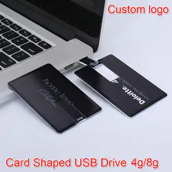 Банковская Карта Super Slim 64 ГБ USB Flash Drive 4 ГБ 8 ГБ 16 ГБ 32 ГБ Кредитной Карты Индивидуальные Ваш Логотип USB Memory Stick Реальная Емкость подарок