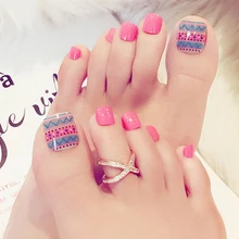 24 шт./компл. милые полное покрытие для ногтей Стикеры в богемном стиле розовые искуственные с накатанной головкой носок поддельные полностью накладные ногти для ногтей для летних каникул